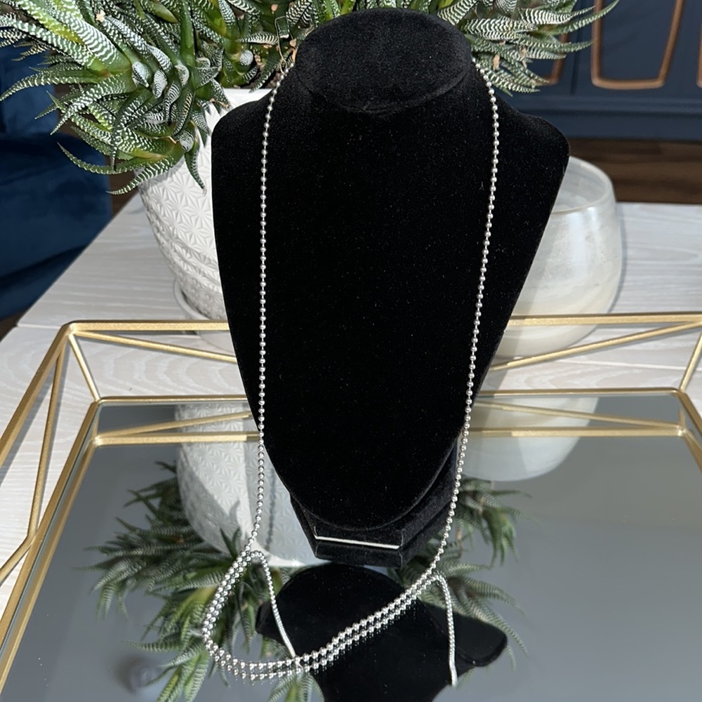 30” Unisex Bead Chain Necklace in .925 Sterling Silver, lobster claw clasp - Picture 4 of 6